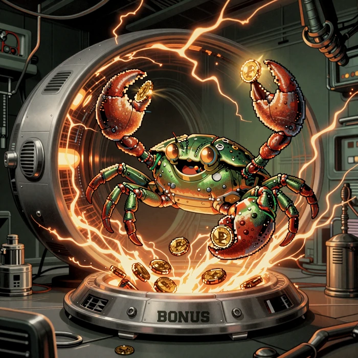Bonus Crab Maskottchen klettert aus dem Teleporter bei CasinoLab Casino
